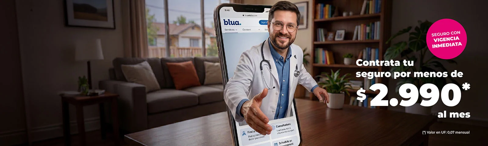 Seguro Blua Salud Digital Telemedicina costo cero en IntegraMédica y Clínicas Bupa